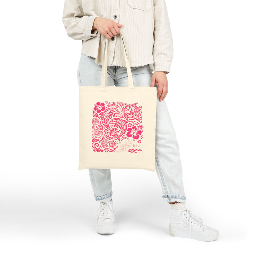 floral ocean tote bag